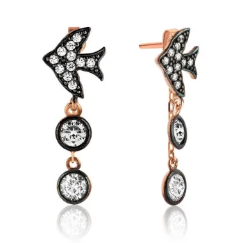 Luz&Pos Gümüş Zincirli Kırlangıç Küpe