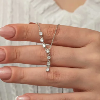 Luz&Pos Gümüş Zirkon Sıra Taşlı Kadın Kolye