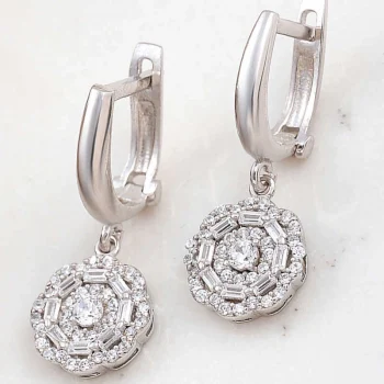 Luz&Pos Gümüş Zirkon Taşlı Çiçek Kadın Küpe