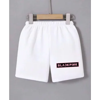 Luz&Pos Kadın Beli Lastikli Baskılı Mini Şort - Beyaz