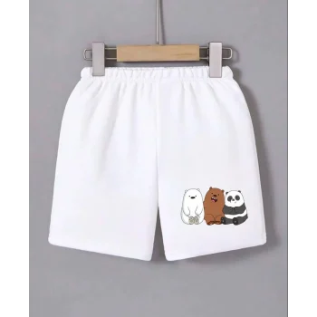 Luz&Pos Kadın Beli Lastikli Baskılı Mini Şort - Beyaz