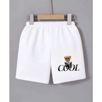 Luz&Pos Kadın Beli Lastikli Baskılı Mini Şort - Beyaz