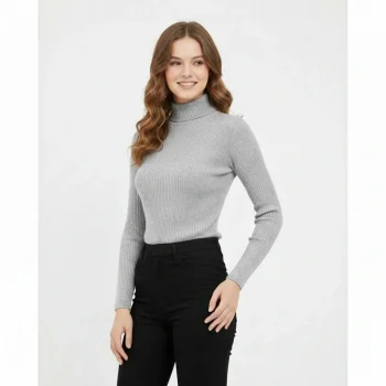 Luz&Pos Kadın Tam Boğazlı Fitilli Likrali Koşkorse Badi - Gri