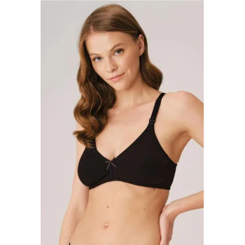 Luz&Pos Pamuklu Balensiz Lohusa Önden Açılan Siyah Emzirme Sütyeni