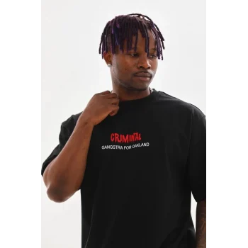 Luz&Pos Unisex Baskılı Oversize T-shirt - Siyah