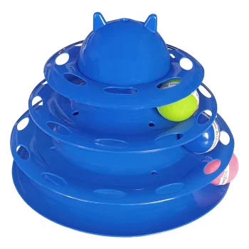 Markapet 3 Katlı Kedi Oyuncağı Kedi Başlıklı Toplu Kule 18-23 cm Mavi