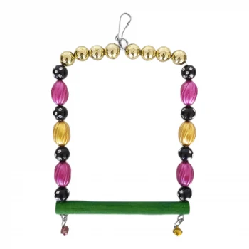 Markapet Boncuklu Ve Tünekli Kare Kuş Salıncağı 10 cm-13 cm Renkli