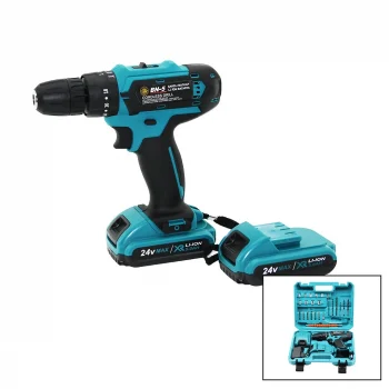 Mavi 1250 Rpm Bn-5 F-136 Cordless Drıll Full Şarjlı=24v=5.0ah - 2 Batarya Matkap Seti Çantalı