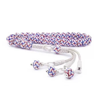 Luz&Pos Mavi Kırmızı Beyaz Gümüş Trabzon Kazaziye Tesbih