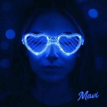 Mavi Led Işıklı Kalp Gözlük – 3 Modlu Parti - Glow Gözlüğü