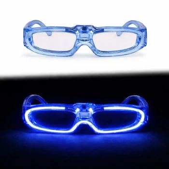 Mavi Led Işıklı Parti Gözlüğü 3 Modlu – Glow & Gece Eğlence Gözlüğü