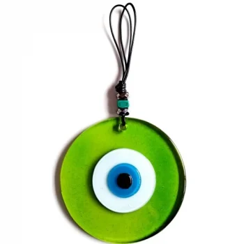 Mavi Nazar Boncuklu Şeffaf Yeşil El Yapımı Duvar Süsü