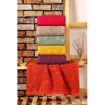 Mira Home 6 lı El Yüz  Jakarlı Havlu Seti Doku Desen