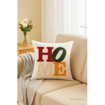 Mira Home Dekoratif Punch Home Nakışlı Kırlent Kılıfı