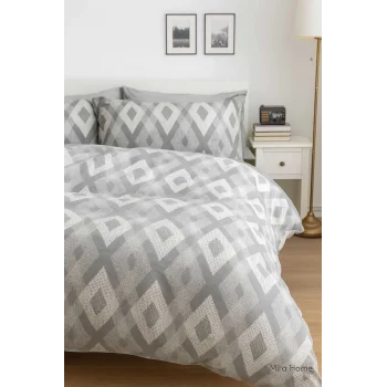 Mira Home İç İçe Baklava Desen Gri Pamuklu  Nevresim Takımı