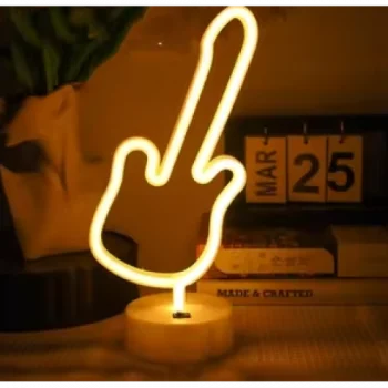 Neon Gitar Masa Lambası PİL+USB