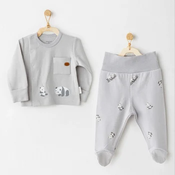 NessiWorld AC26024 Keep Smiling 2li Zıbın Takım Grey