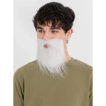 Beyaz Kırçıllı Arkadan Lastikli Beyaz Takma Sakal Yetişkin Çocuk Uyumlu