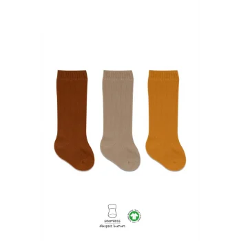 NessiWorld Derby Dizaltı Çorap 3Lü BS40101 Hardal Bej Kremit