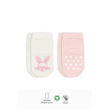 NessiWorld Hayvan Figürlü Kaymaz Soket Çorap 2Li BS10104 Pembe Ekru(ADET FİYATIDIR)
