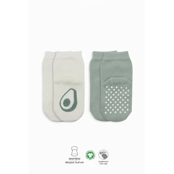 NessiWorld Meyve Figürlü Kaymaz Soket Çorap 2Li BS10105 Nil Ekru