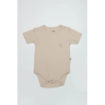 NessiWorld Organik Natural Basic Style Yarım Kol Body BS17103 Bej