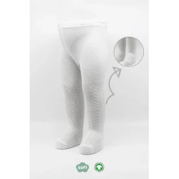 NessiWorld Tekli Zikzak Kabartma Penye Külotlu Çorap BS50108 Beyaz