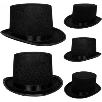 İkinci Kalite Yetişkinler İçin Siyah Renk Ringmaster Sihirbaz Şapkası Fötr Şapka 15 cm