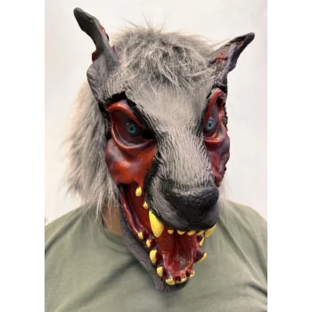 Kafaya Tam Geçmeli Lateks Dişli Ağzı Açık Kurt Maskesi NessiWorld