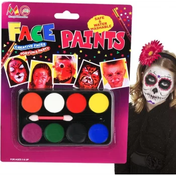 Palyaço Yüz Boyama Seti Fırçalı Makyaj Boyama Seti 8 Renk