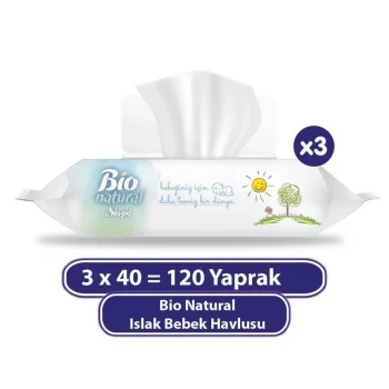 NessiWorld Bio Natural Islak Havlu Mendil 3x40 120 Yaprak