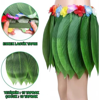 Tropikal Esintili Hawaii Yapraklı Parti Eteği Yetişkin Boy