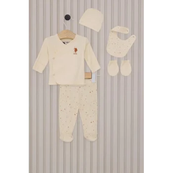 Kız Bebek 5Li Zıbın Seti USB2107 Krem