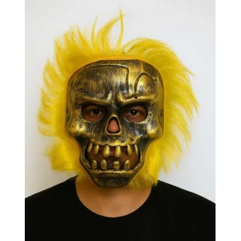 Wild Skull - Bakır Kafatası Sarı Saçlı İskelet Maske