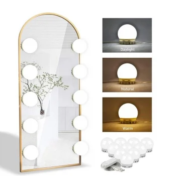Nostalji Hollywood Tarzı 10'lu Makyaj Masası Aynası Beyaz Led Işıklı Lamba Usb