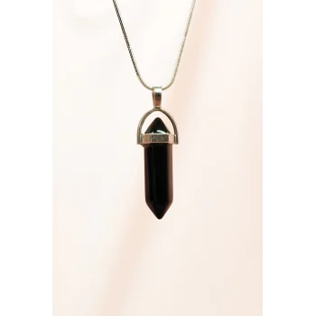 Onix Doğal Taşı Zincirli El Yapımı Tasarımlı Kolye Uç: 3,5 cm Zincir: 20 cm Kutulu