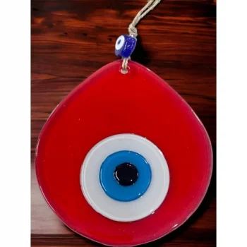 Orta Boy Şeffaf Kırmızı Damla Desen Nazar Boncuklu Duvar Dekoru