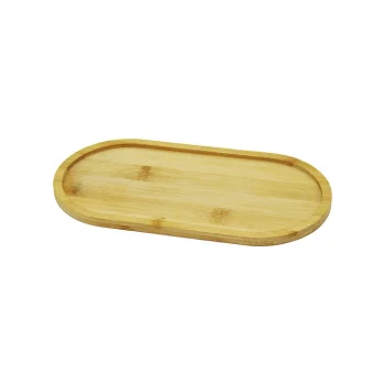 Oval Ahşap Bambu Yağdanlık Altlık 12x23cm