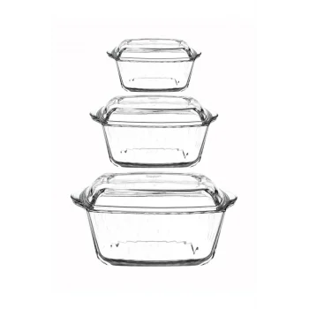 Paşabahçe Kare Kapaklı Borcam Seti 3lü 59039/59049/59029
