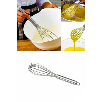 Paslanmaz Çelik 25cm Çırpıcı Yumurta Süt Karıştırıcı Hamur Çırpıcı Metal Saplı Lüx Çırpıcı