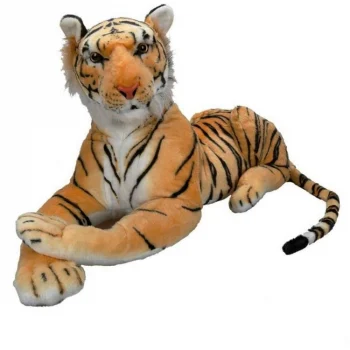 Peluş Yatan Kahverengi Kaplan