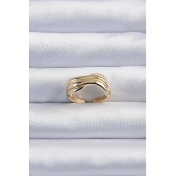 Pirinç Altın Renk Kıvrımlı Ayarlanabilir Yüzük