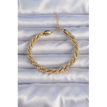 Pirinç Altın Renk Sarmal Model Bileklik