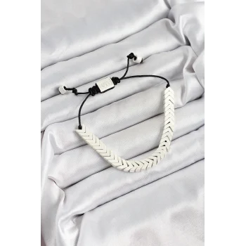 Pirinç Asansörlü Beyaz Juju Kadın Bileklik