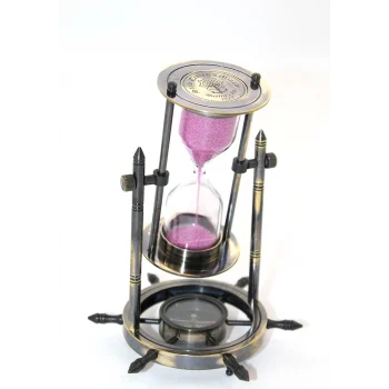 Pirinç Dümenli Pusulalı Kum Saati