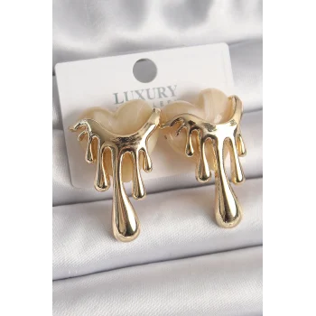 Pirinç Gold Renk Beyaz Sedefli Akan Kalp Model Kadın Küpe