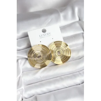 Pirinç Gold Renk Circle Model Kadın Küpe