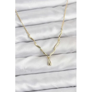 Pirinç Gold Renk Damla Model Kadın Kolye