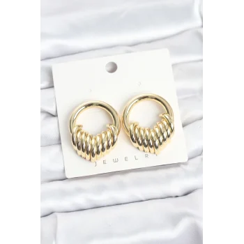 Pirinç Gold Renk Halka Sarmal Model Vintage Kadın Küpe