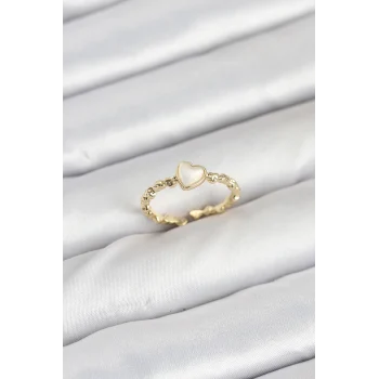 Pirinç Gold Renk Kalpli Model Kadın Yüzük